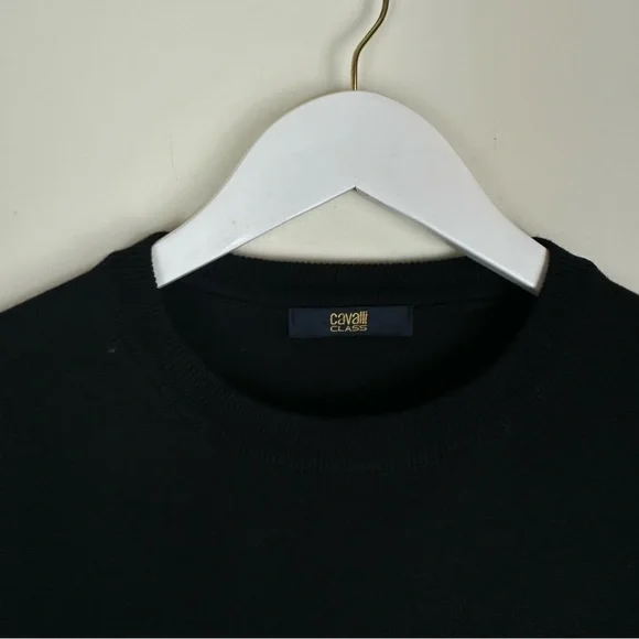 Cavalli Class Men’s Sweater 100% Wool Black